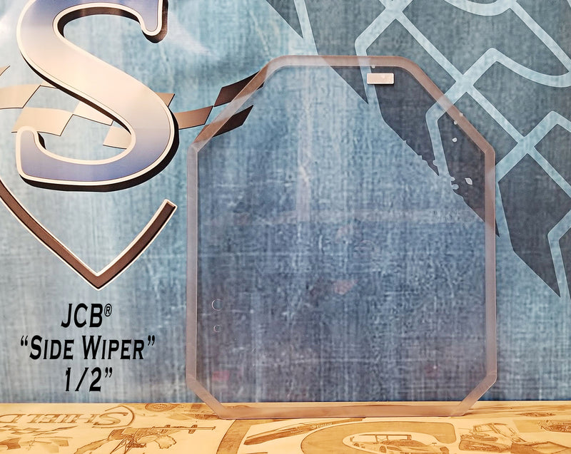 JCB side-wiper polycarbonate windshield reference for OEM 400/E8646