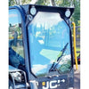 JCB bottom-wiper windshield installed on a skid steer for OEM 332/x5157