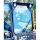 JCB bottom-wiper windshield installed on a skid steer for OEM 332/x5157